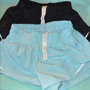 lululemon Black and Light Blue Athletic ‘ Hotty  Hot’ Shorts